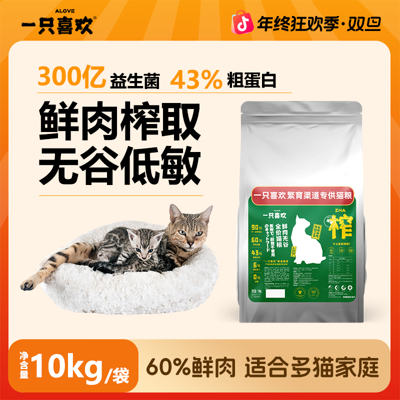 一只喜欢全价繁育粮鲜肉无谷添加鸡肉粒冻干营养均衡易消化猫主粮