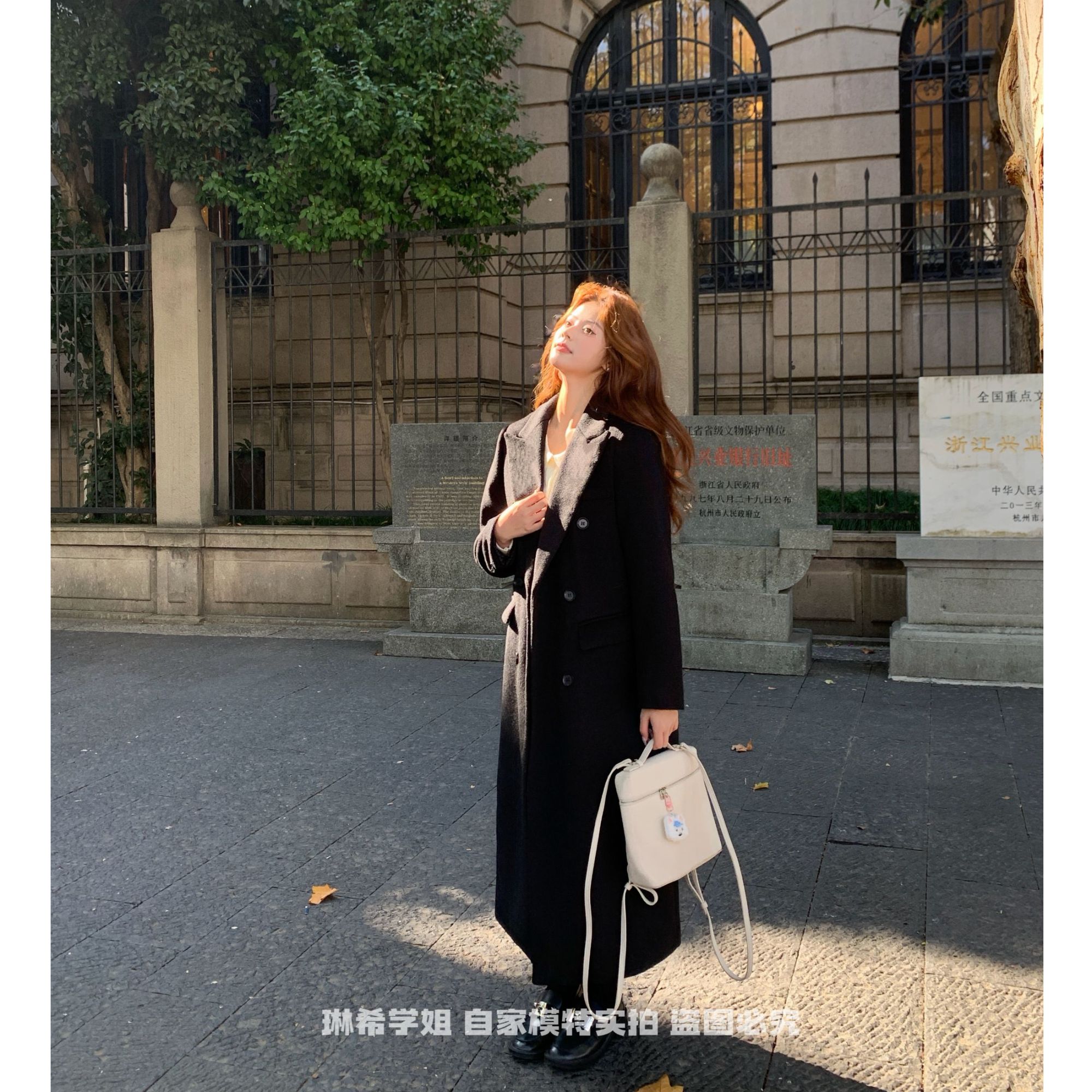 【江南姐姐2.0加长版】冬季新款韩式大衣【有垫肩】直筒加厚羊毛外套