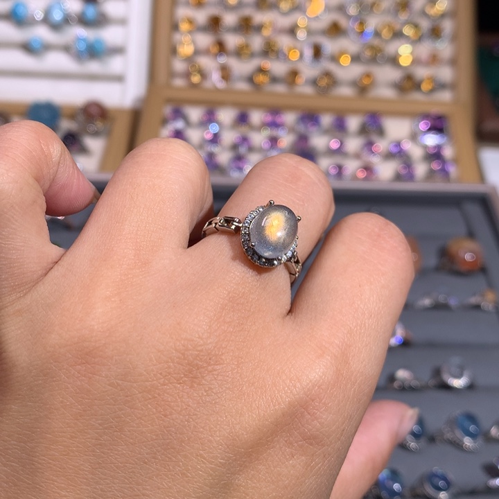 【闪购商品】水晶戒指银S925镶嵌妙*戒指