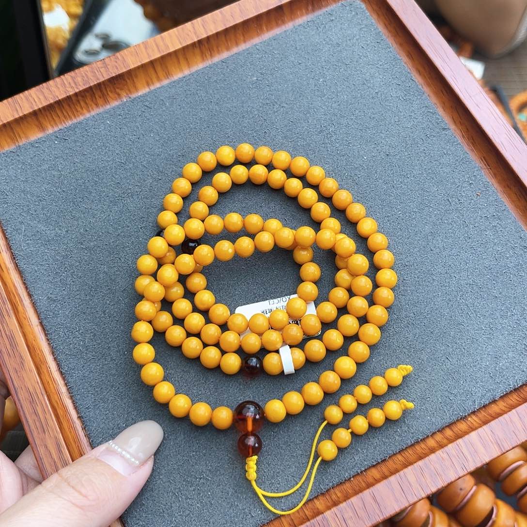 琥珀手链未镶嵌6m108 鸡油黄