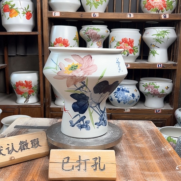 摆件高脚荷花新款新款陶瓷