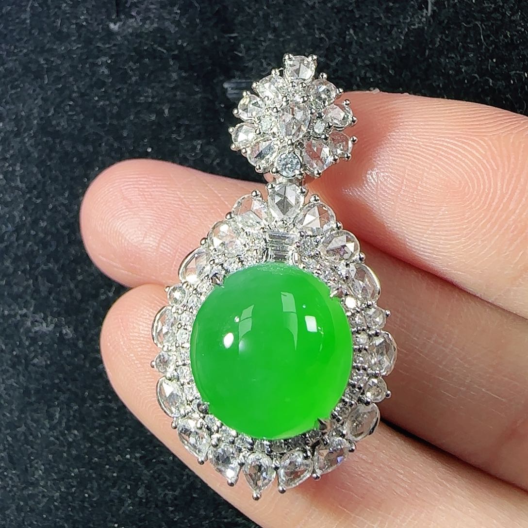 翡翠18K金镶嵌吊坠(不含链)