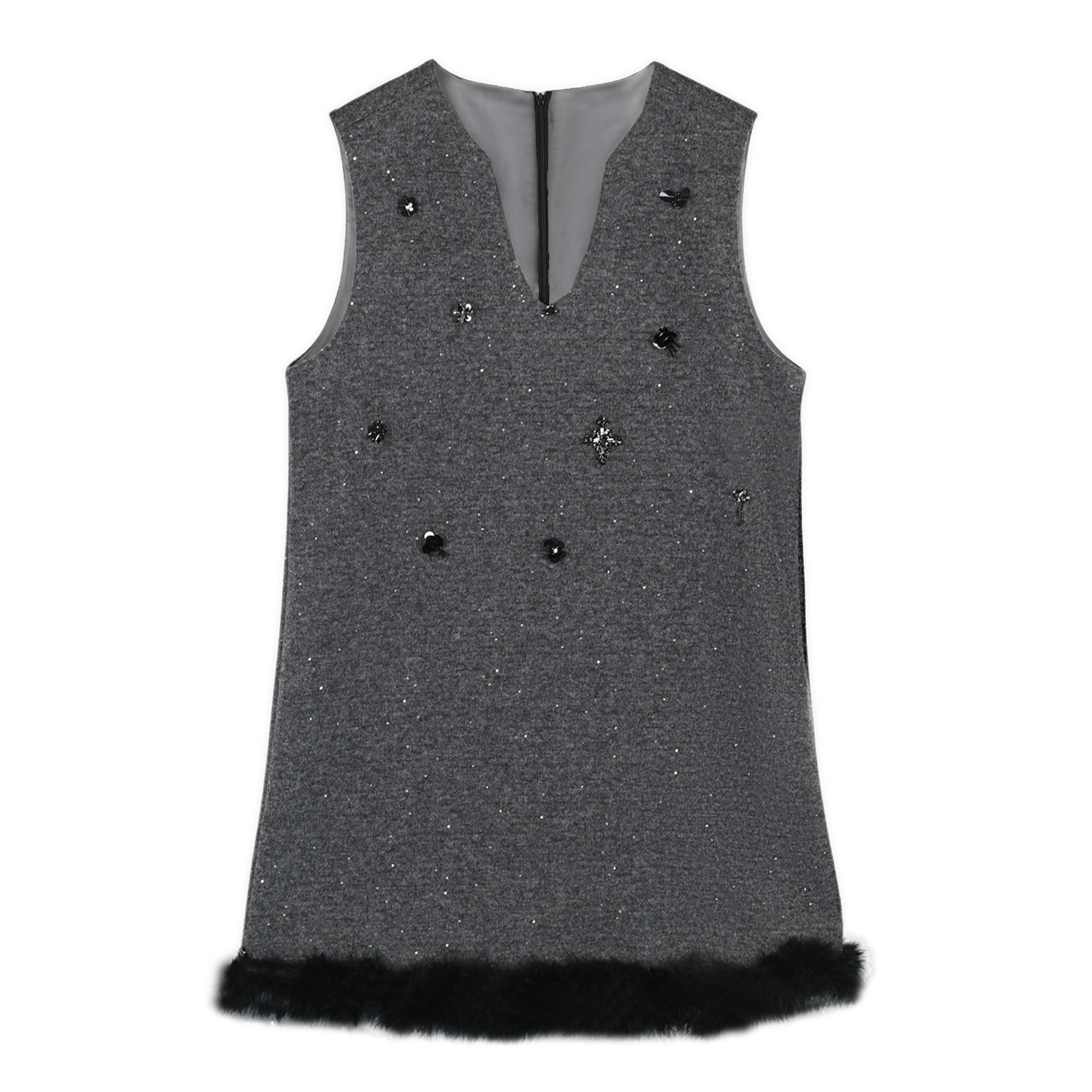 大码胖MM灰色背心裙2025秋冬新款轻奢高级小A形连衣裙#CVC20066