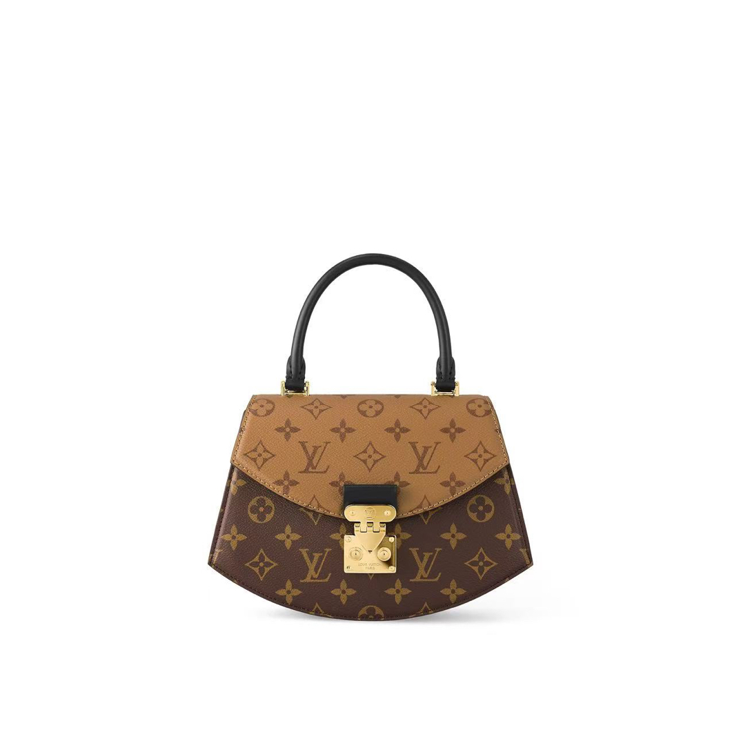 未使用 LouisVuitton/路易威登 闲置新老花拼色扇子包手提斜挎包