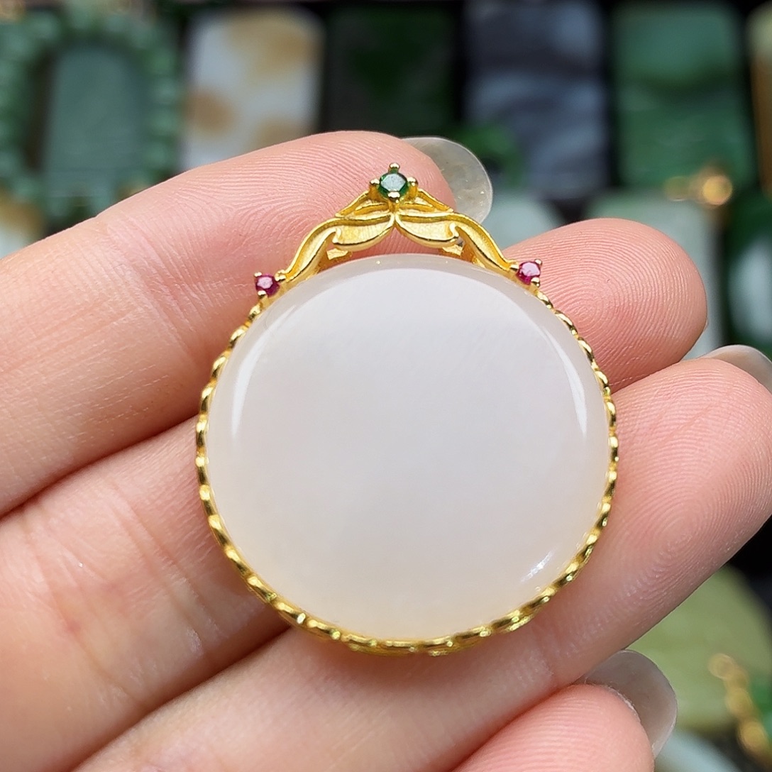 和田玉银S925镶嵌颈饰