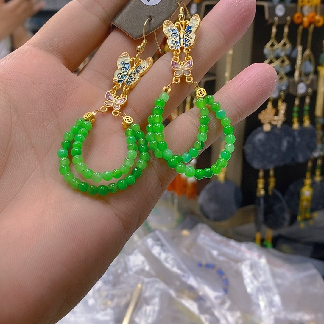 翡翠合金耳饰翡翠