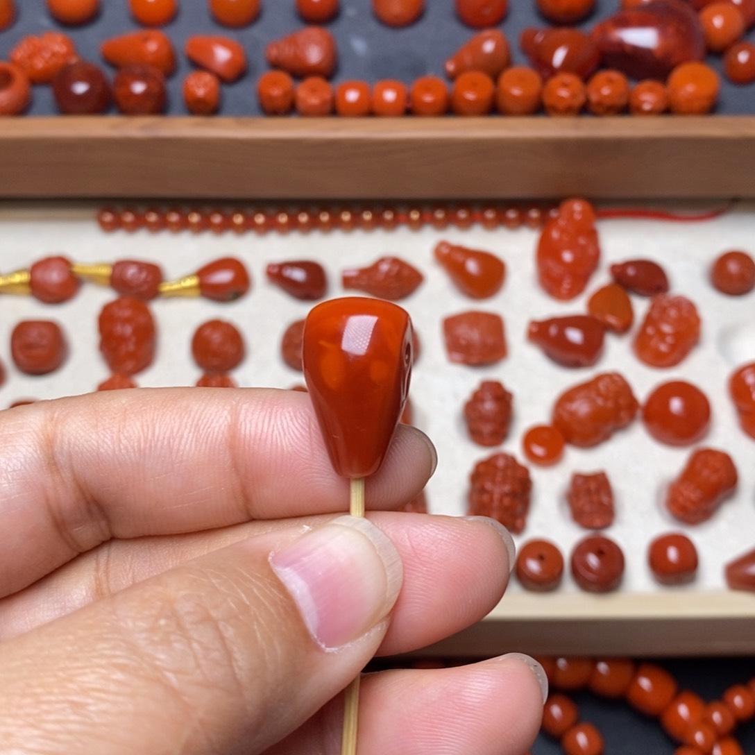 南红玛瑙配饰未镶嵌火焰纹三通卡11.5