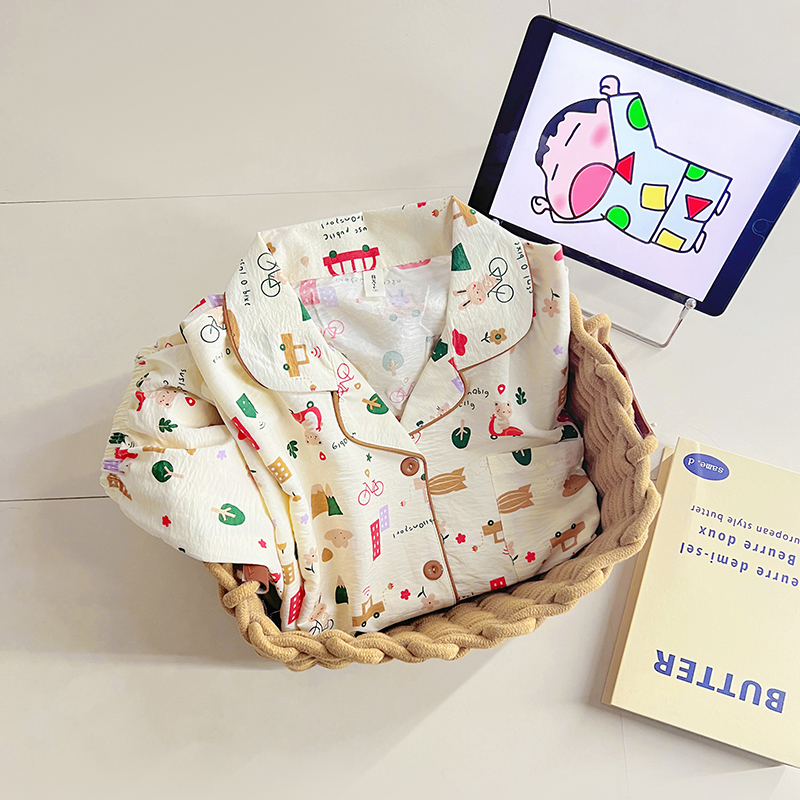 睡衣夏季2025年新款高颜值满印卡通乐园慵懒风短袖短裤家居服套装