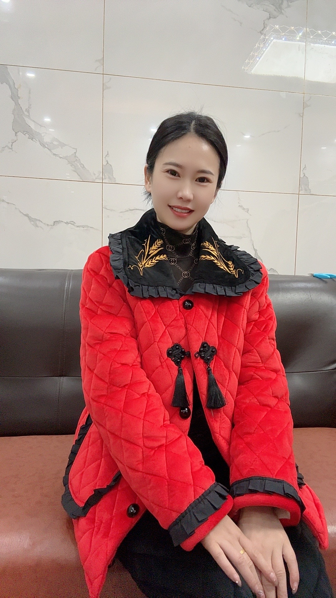 新款原创复古红三层加厚保暖套装家居服938