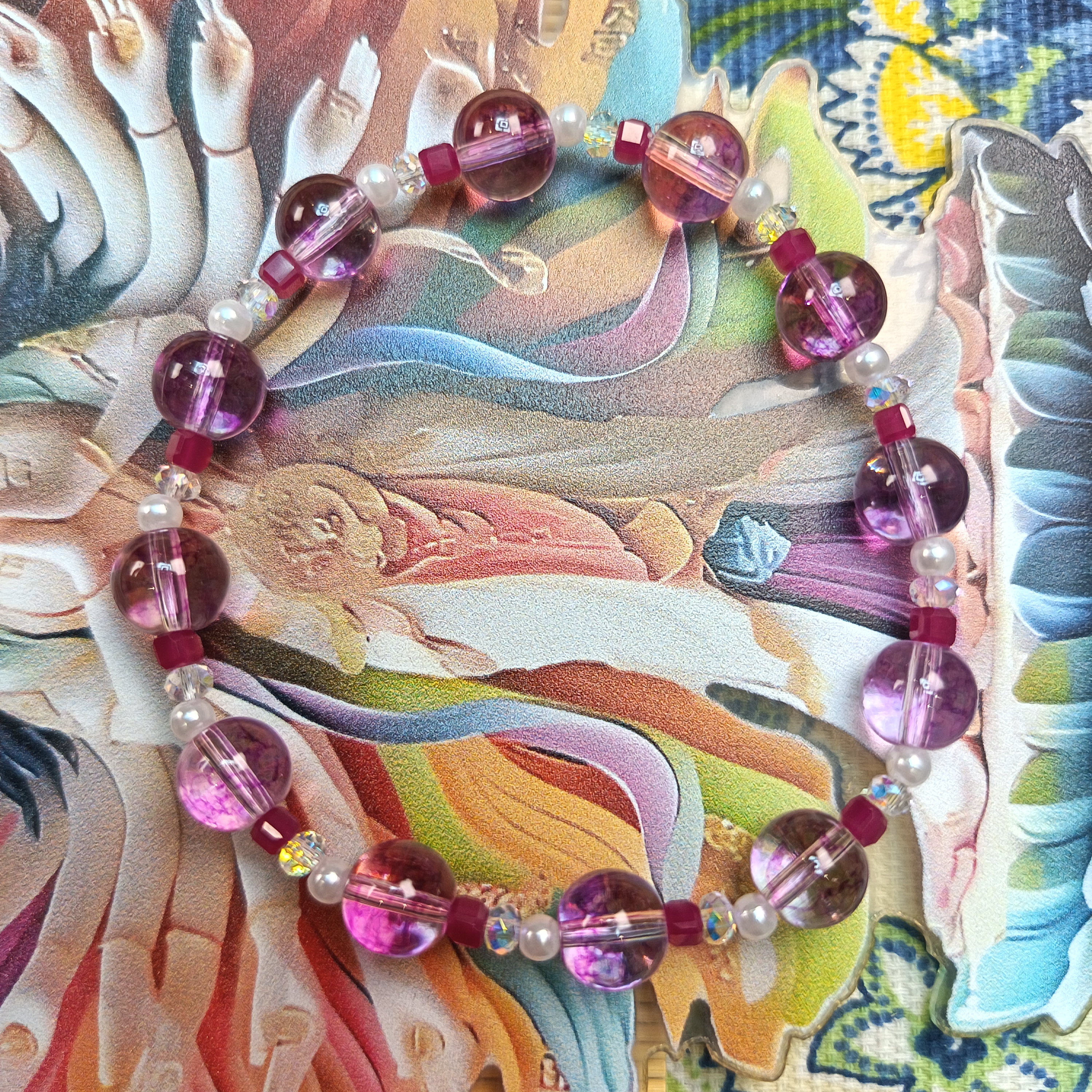 非金属仿水晶手链 手链手串手工时尚彩色渐变民族风多色五彩