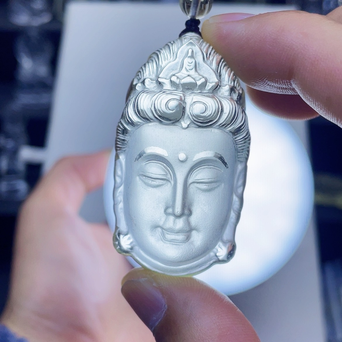 【闪购商品】水晶颈饰未镶嵌黄水晶立体精雕观音佛首吊坠