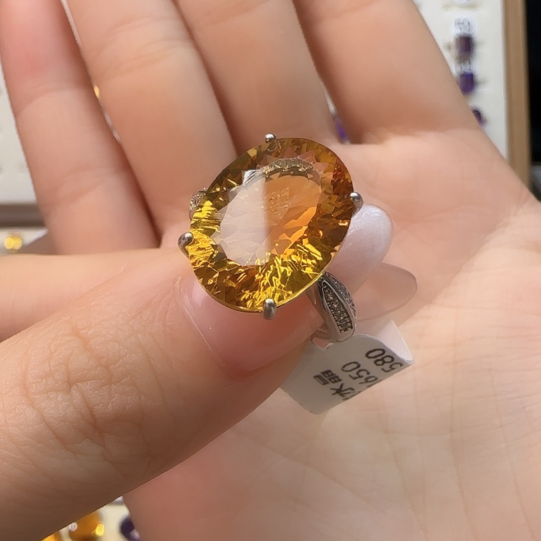 吉***润珠宝半成品水晶银S925镶嵌G 巴西黄11克拉 