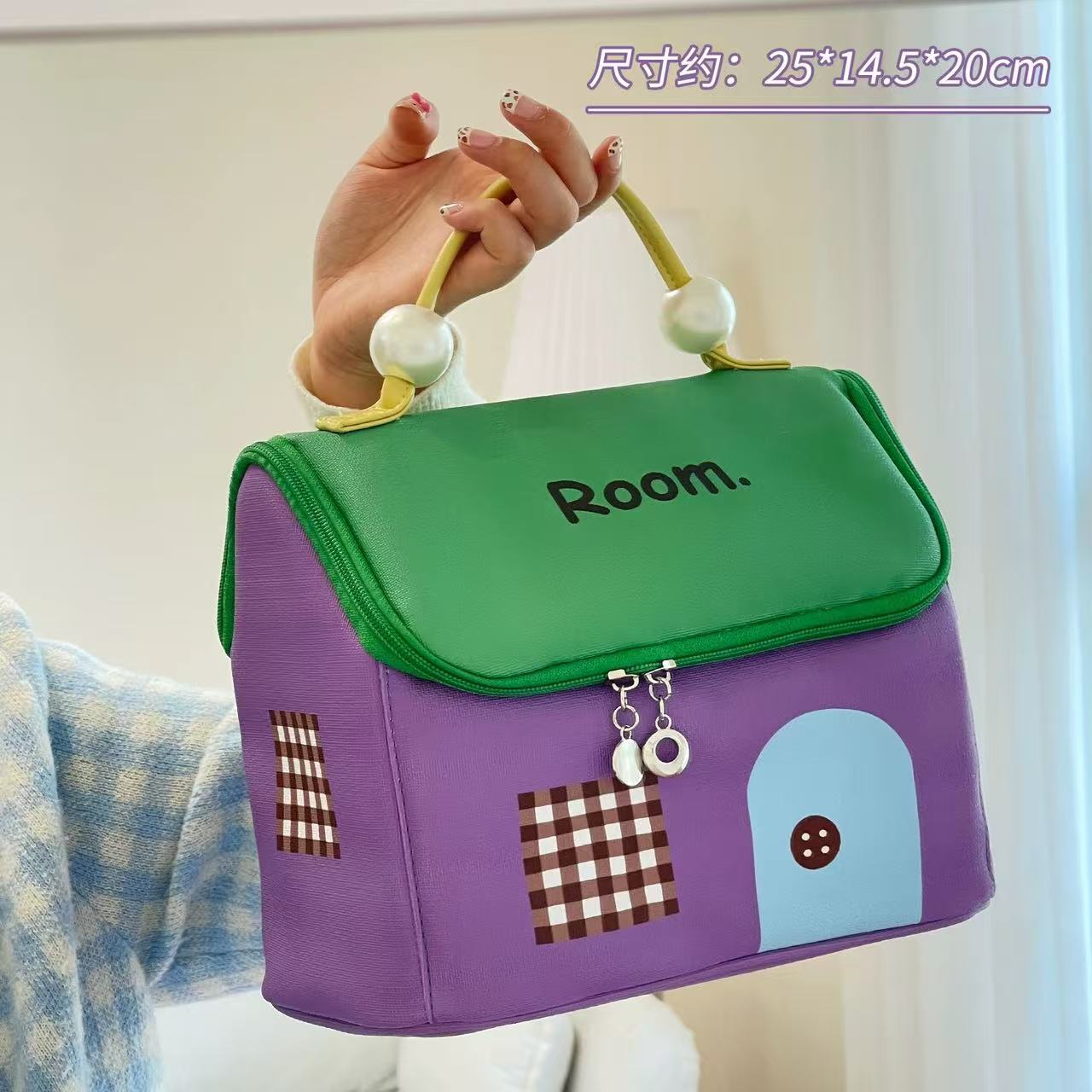 欧利可爱化妆包女手提分区化妆品随身收纳包旅行便携大容量防水