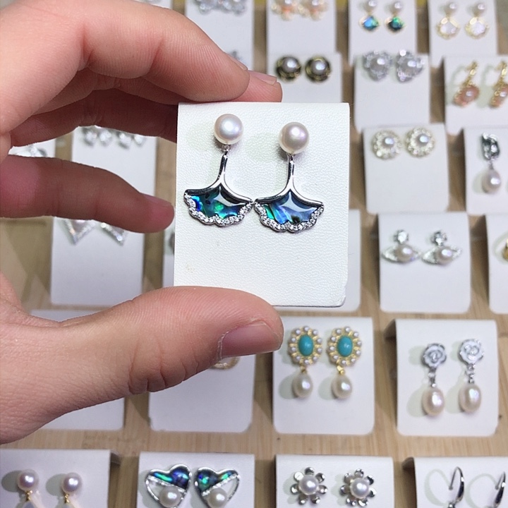 淡水珍珠耳饰银S925镶嵌