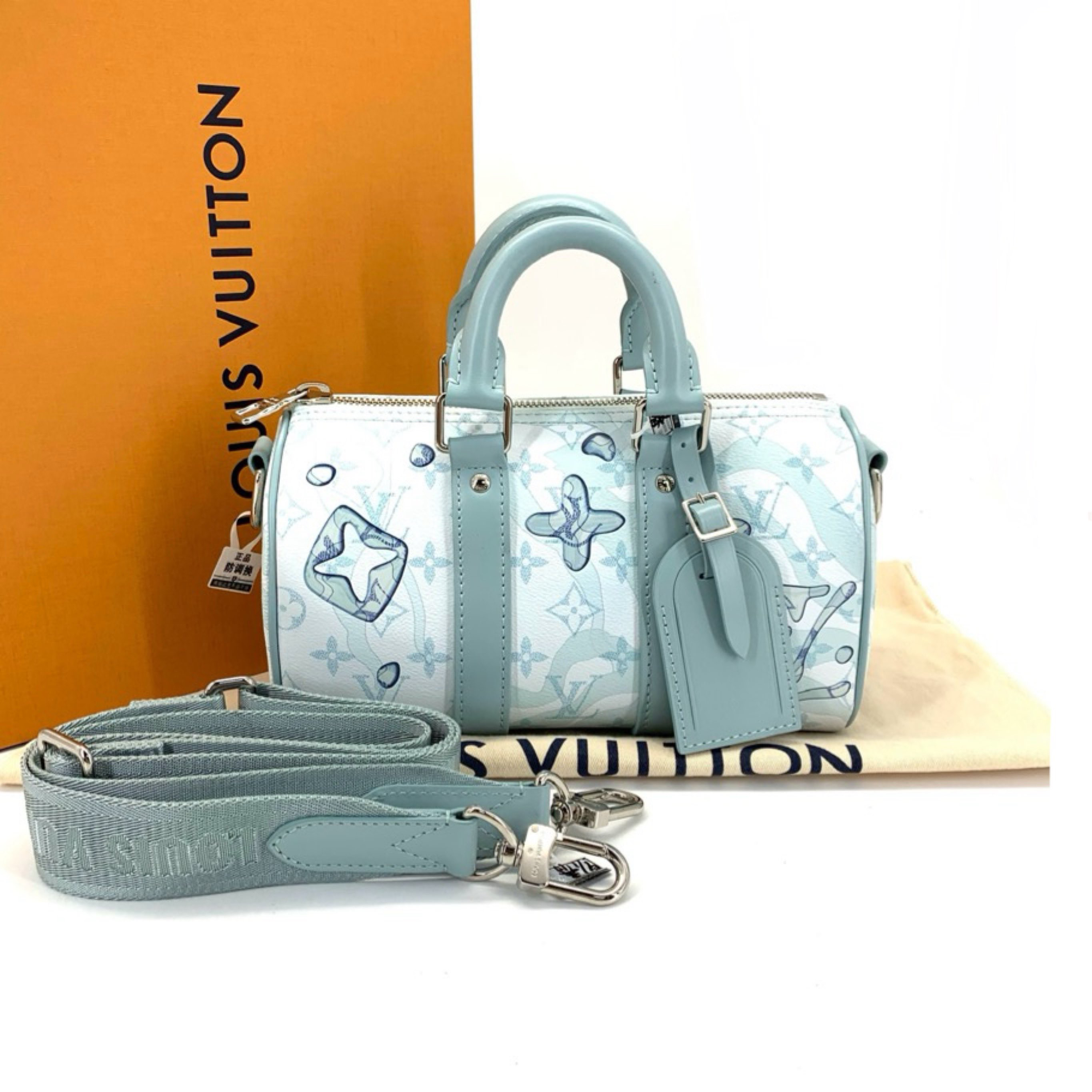 99新 LouisVuitton/路易威登 限量蓝色keepall25斜挎包尺寸25/15