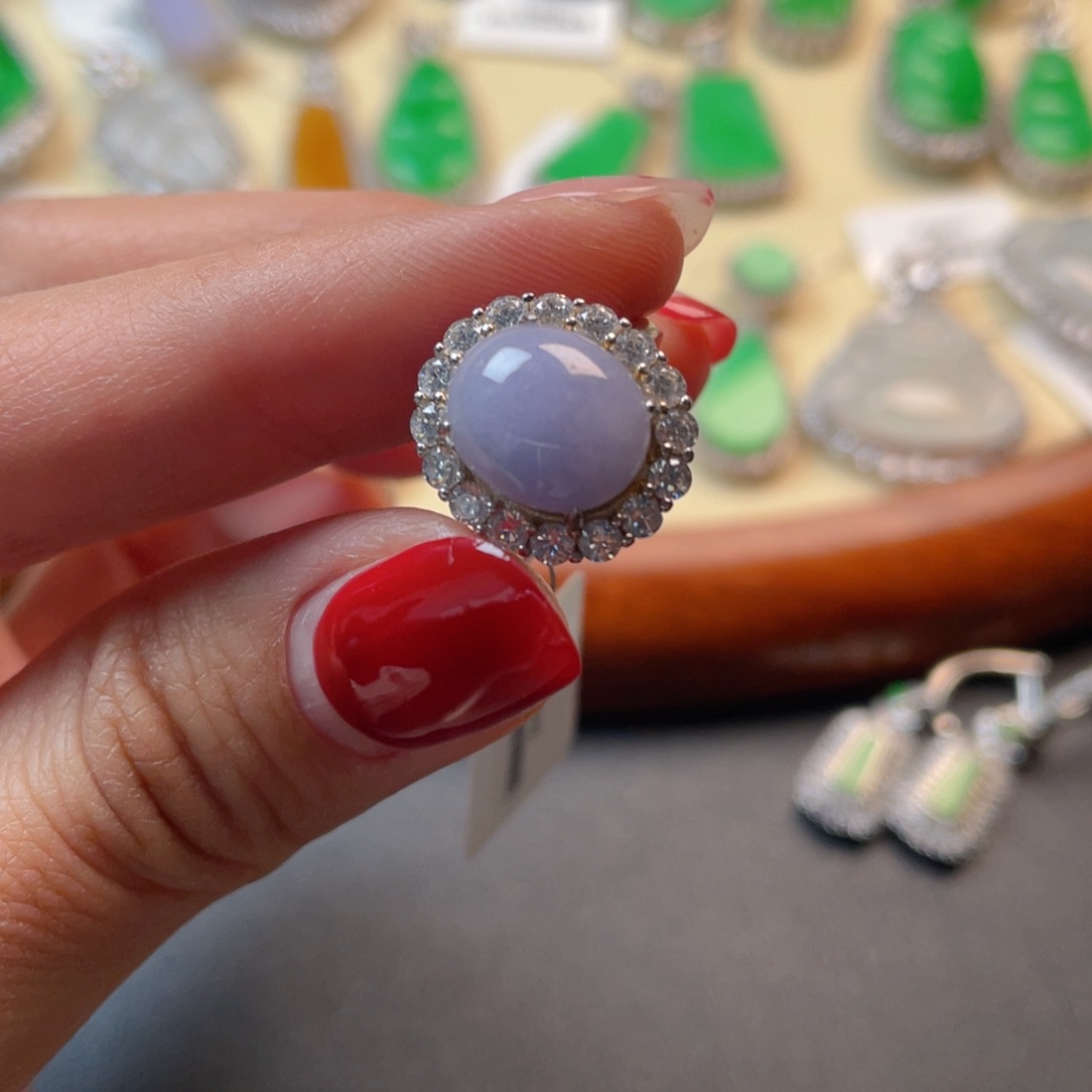 翡翠吊坠(不含链)银S925镶嵌戒指