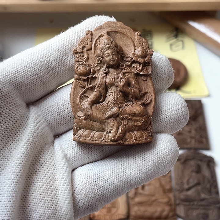 檀香木无事牌檀香木度母无事牌