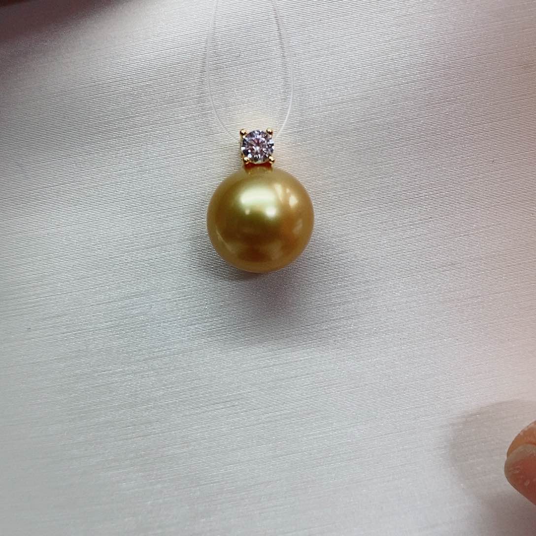 吊坠(不含链)银S925镶嵌海水珍珠10-11