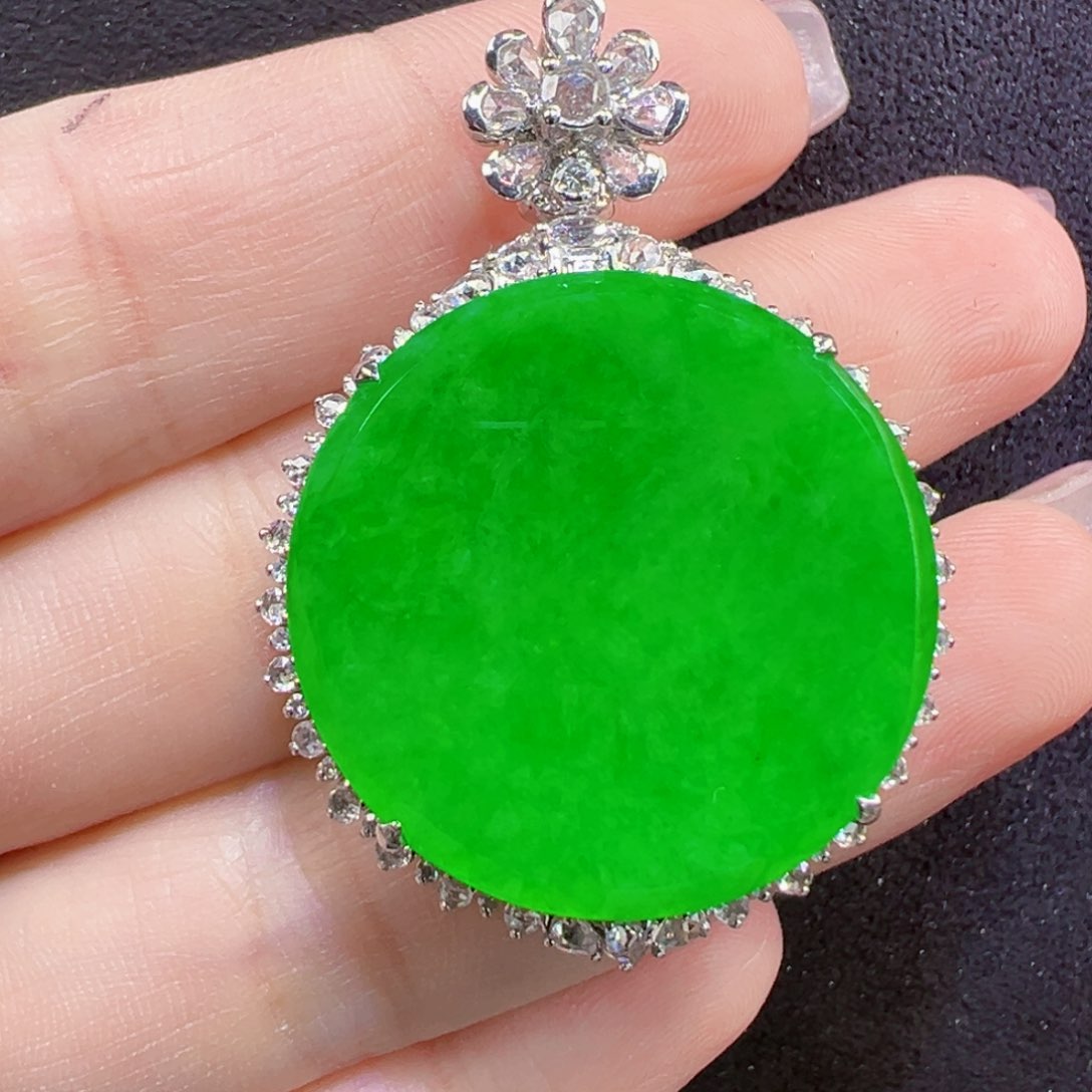 翡翠18K金镶嵌吊坠(不含链)吊坠