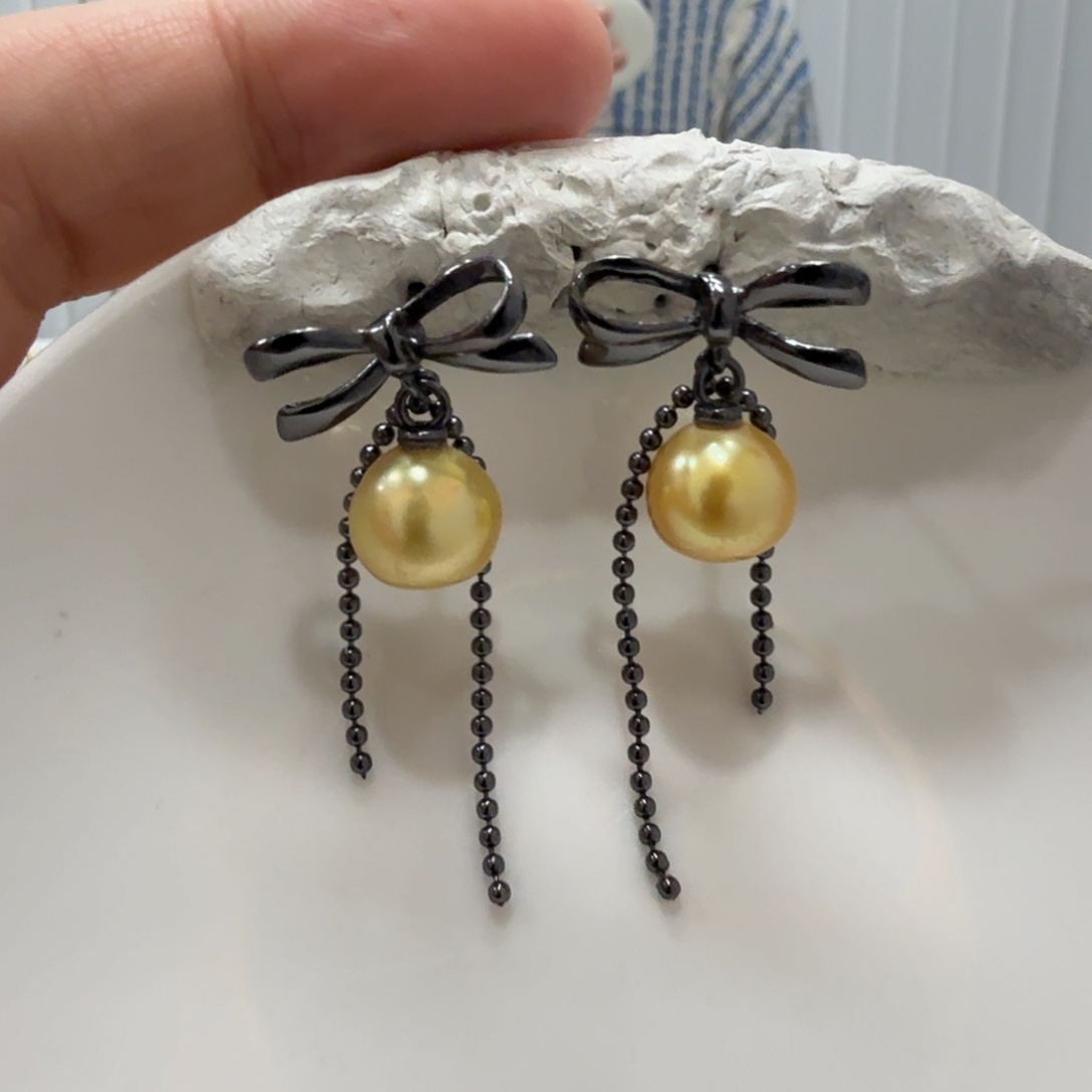 海水珍珠耳饰银S925镶嵌