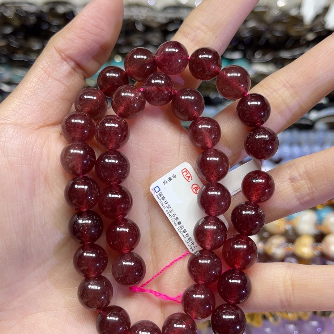 颈饰未镶嵌水晶天然鸽血红草莓卡10.2长条38厘米