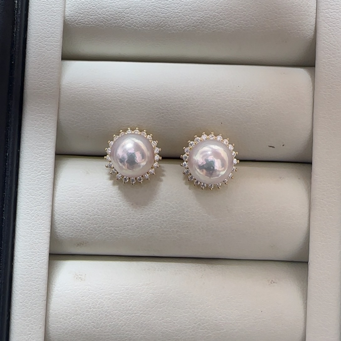 银S925镶嵌海水珍珠耳环