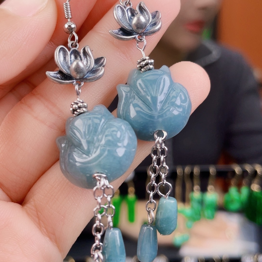 翡翠未镶嵌耳饰饰品