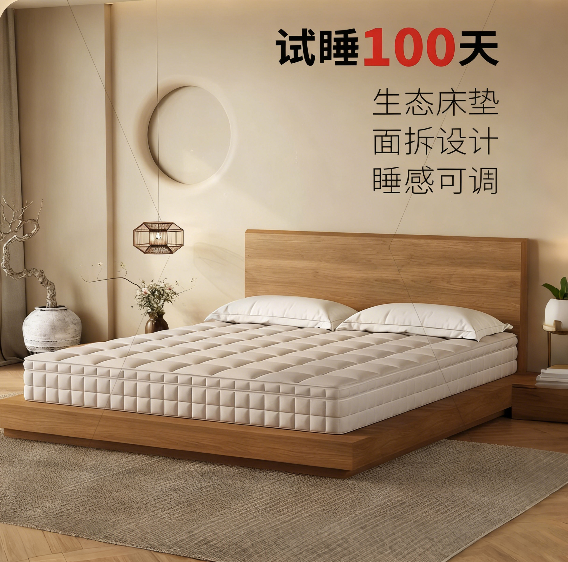 【护脊偏硬】棉麻蚕丝可拆睡感可调独立袋装弹簧卧室亲肤透气床垫