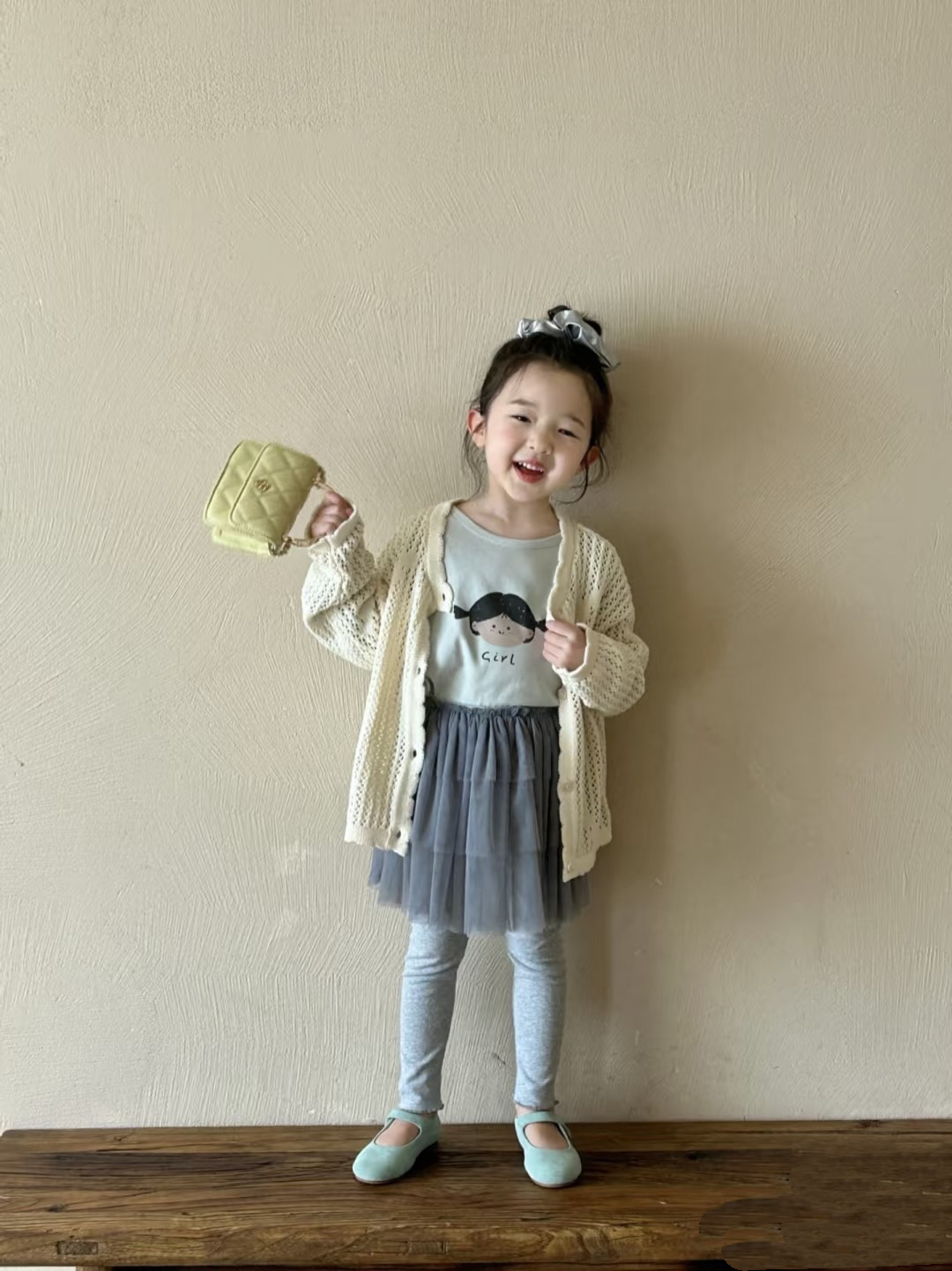 圆领长袖厚款纯色女薄款韩版洋气童装秋季春秋春款小童儿童牛仔