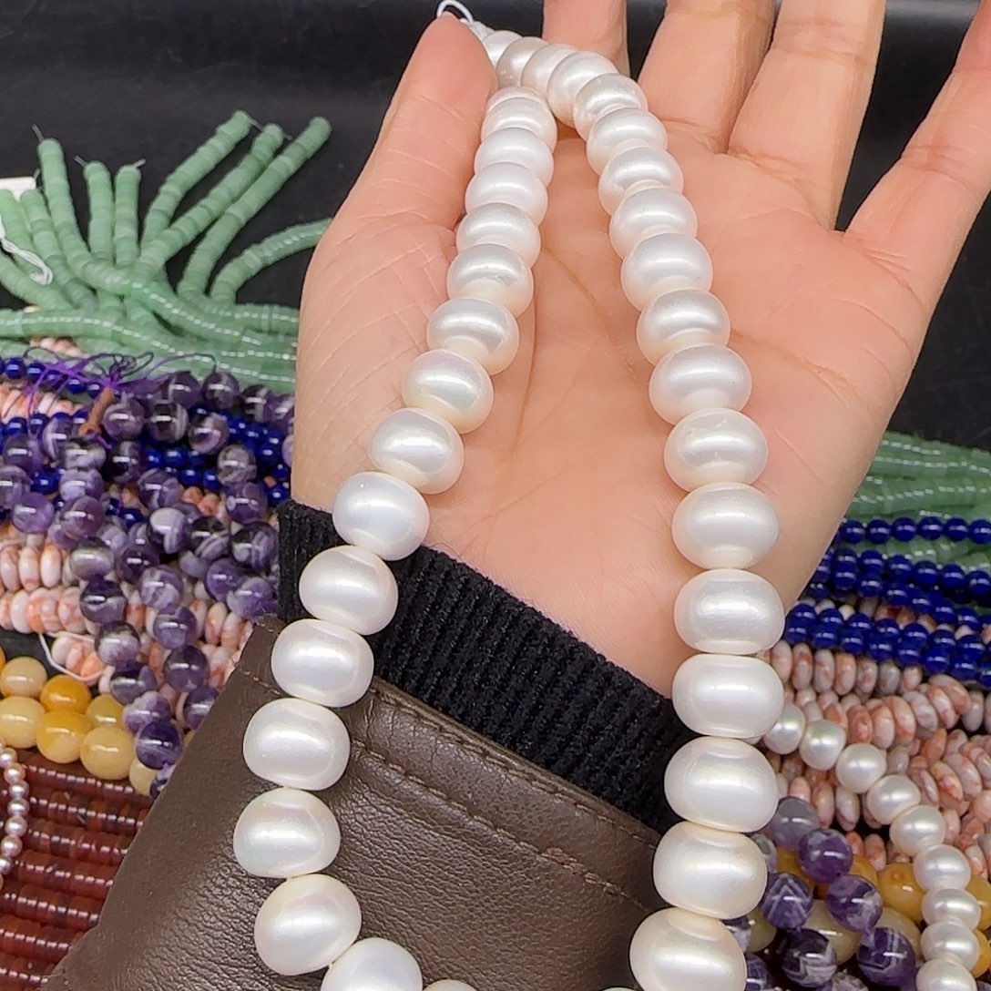 银***浪玛瑙/玉髓合金珠宝半成品珍珠馒头约12mm拍两99发一条