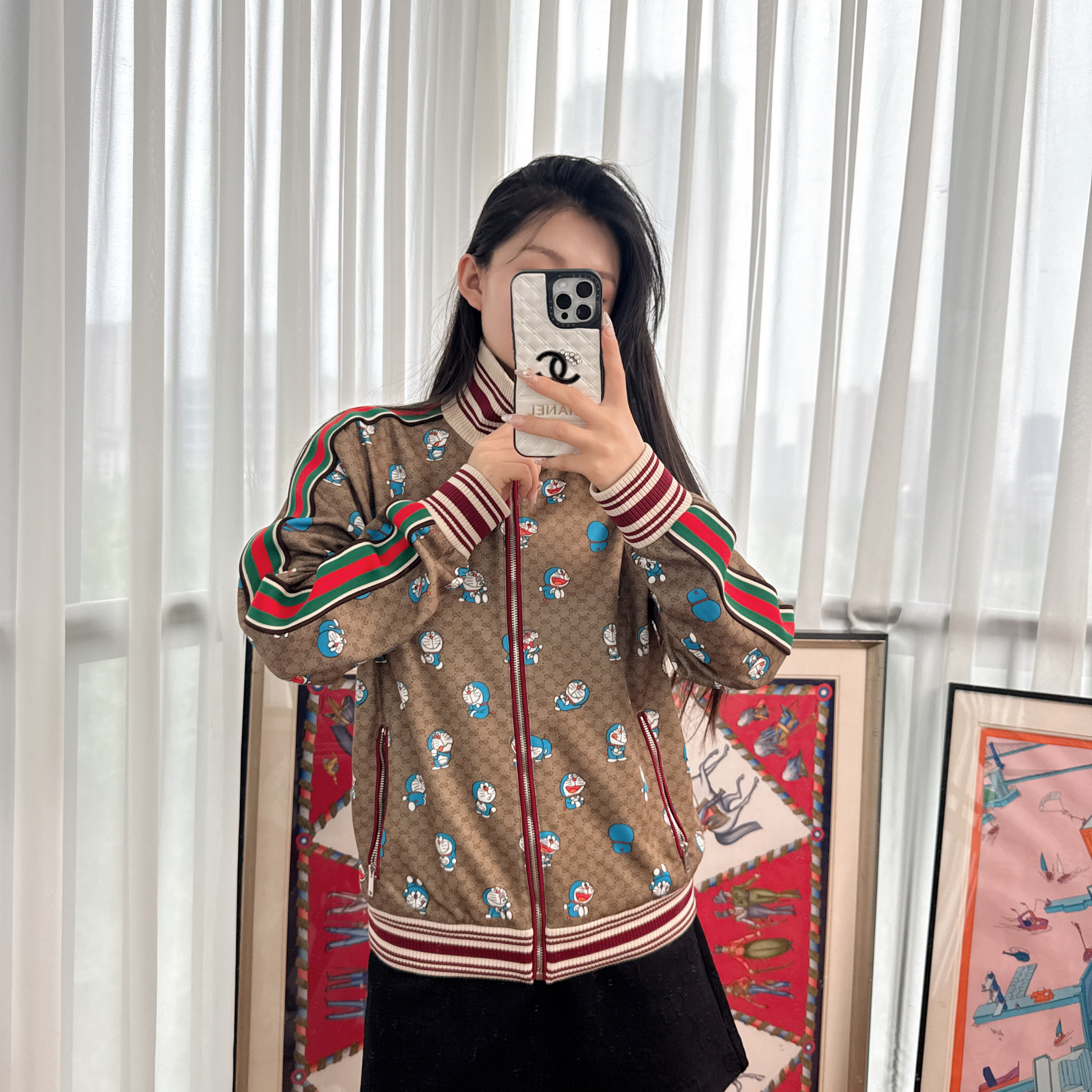 95新 GUCCI/古驰 麦殿/印花外套S码拼色/250512VZT8F14