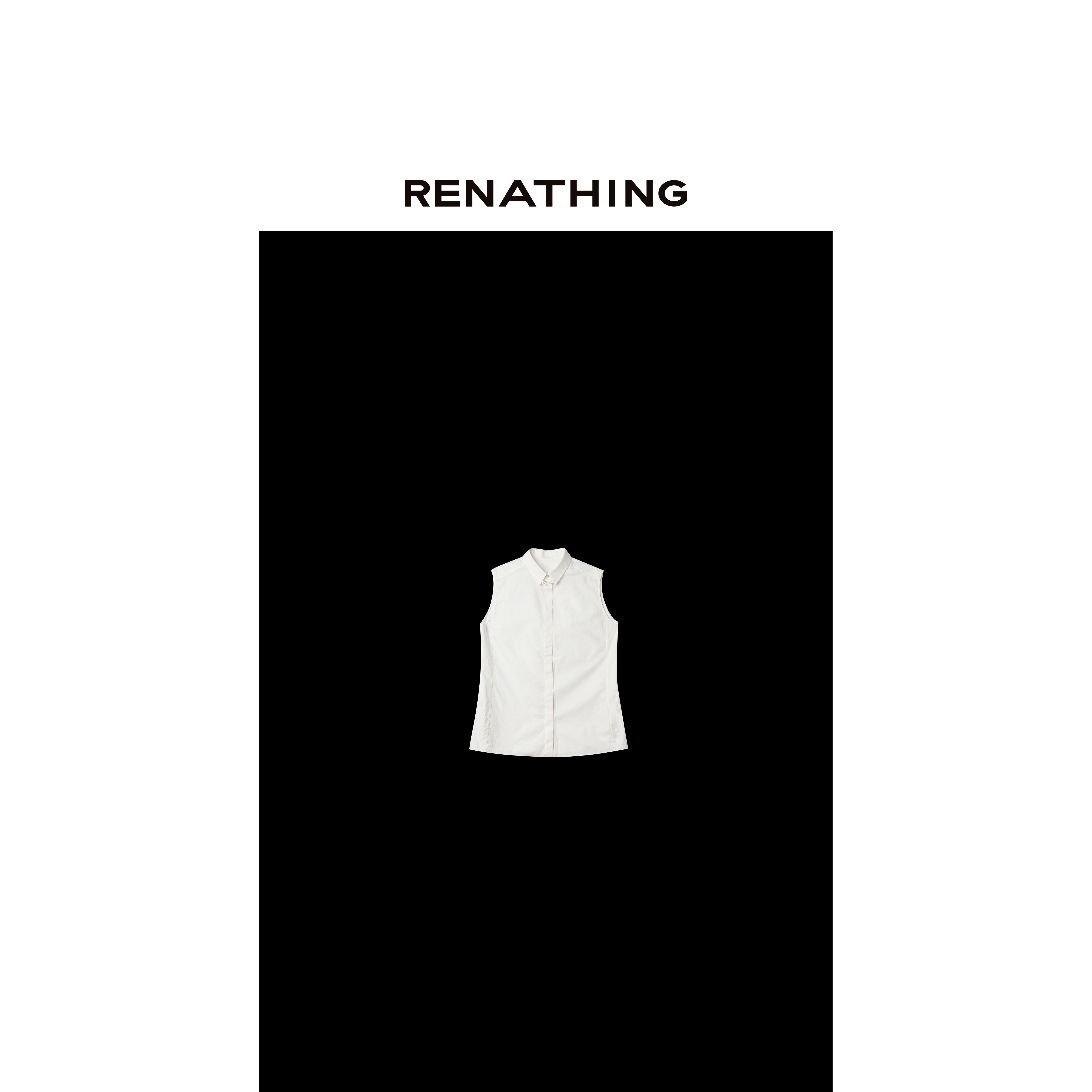 【RENATHING】细薄系扣宽身POLO领无袖衬衫