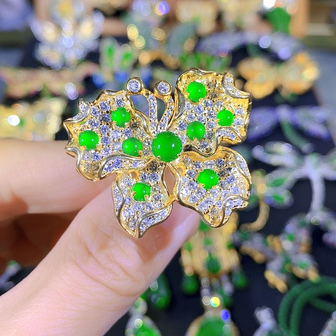 吊坠(不含链)银S925镶嵌翡翠