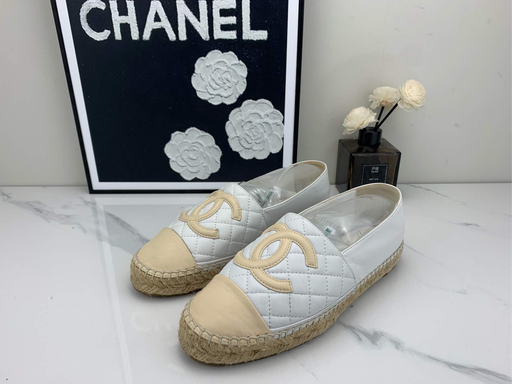 99新 Chanel/香奈儿 CHANEL香奈儿 格菱纹渔夫鞋 37码