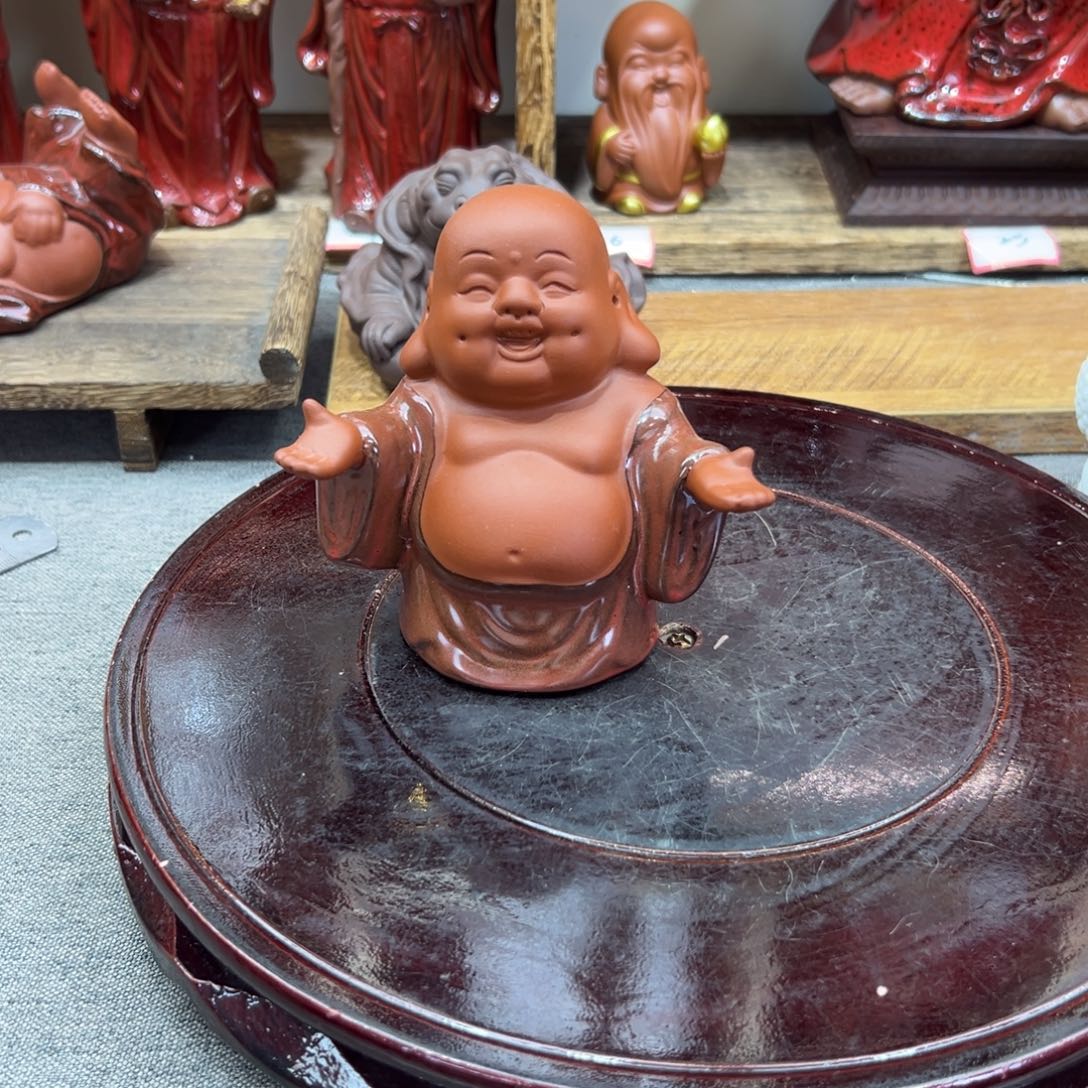天***酒紫砂茶宠朱泥弥勒下播福利