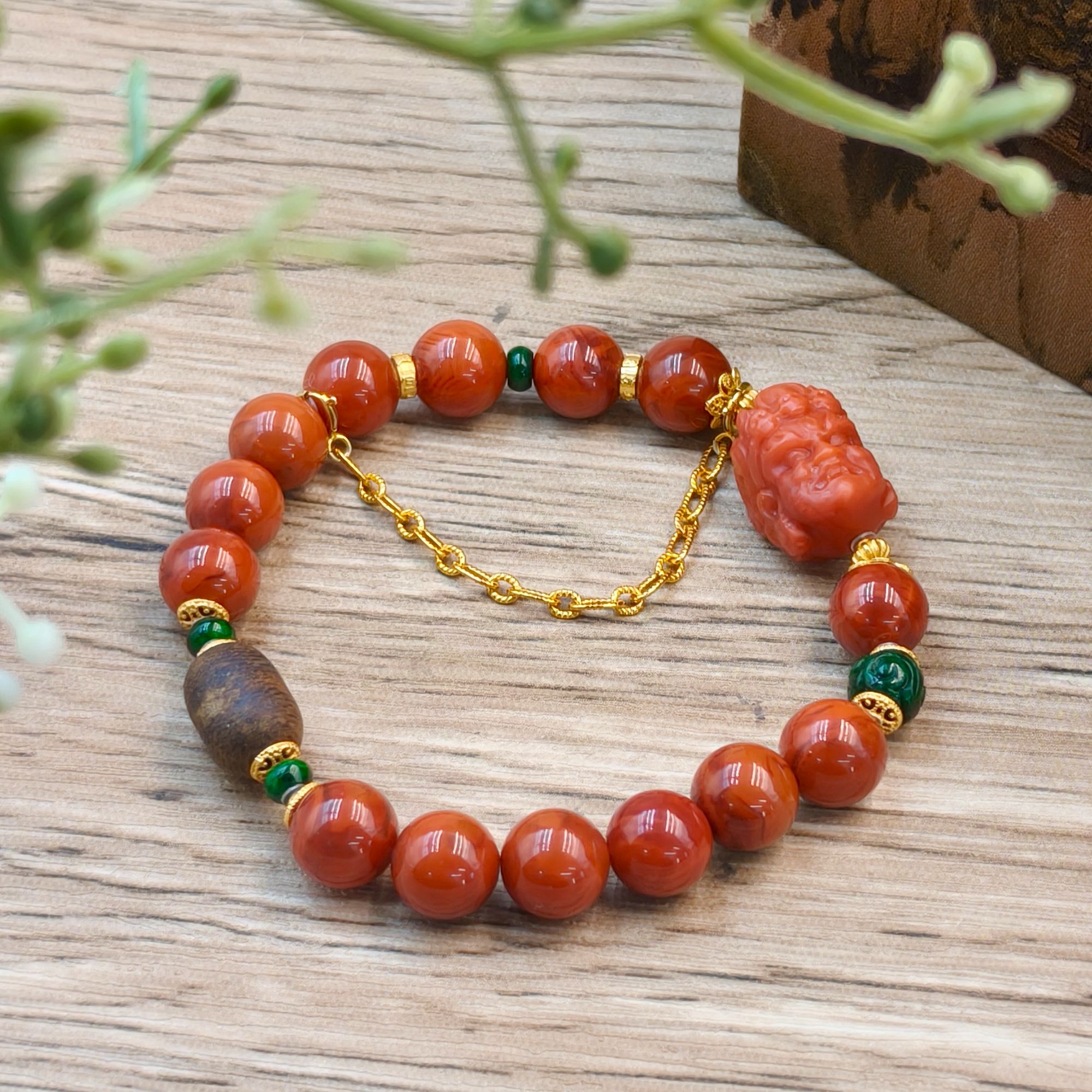 【晟伊珠宝】南红离火暴力 红CC配比手串+名+日期+地址