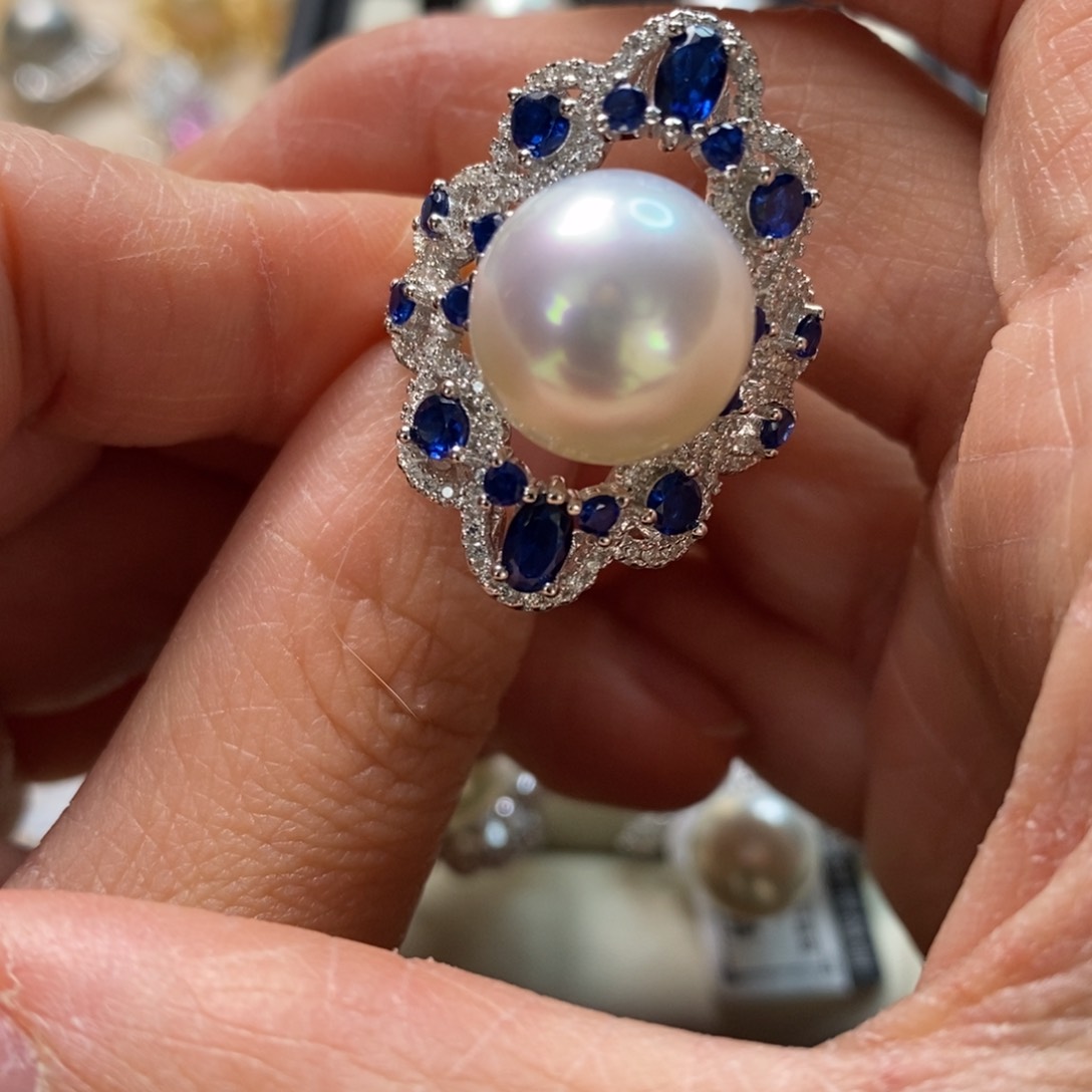 海水珍珠戒指银S925镶嵌