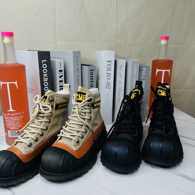 胡高帮帆布鞋韩版2024秋季新款贝壳头透气女鞋马丁鞋上班休闲7980