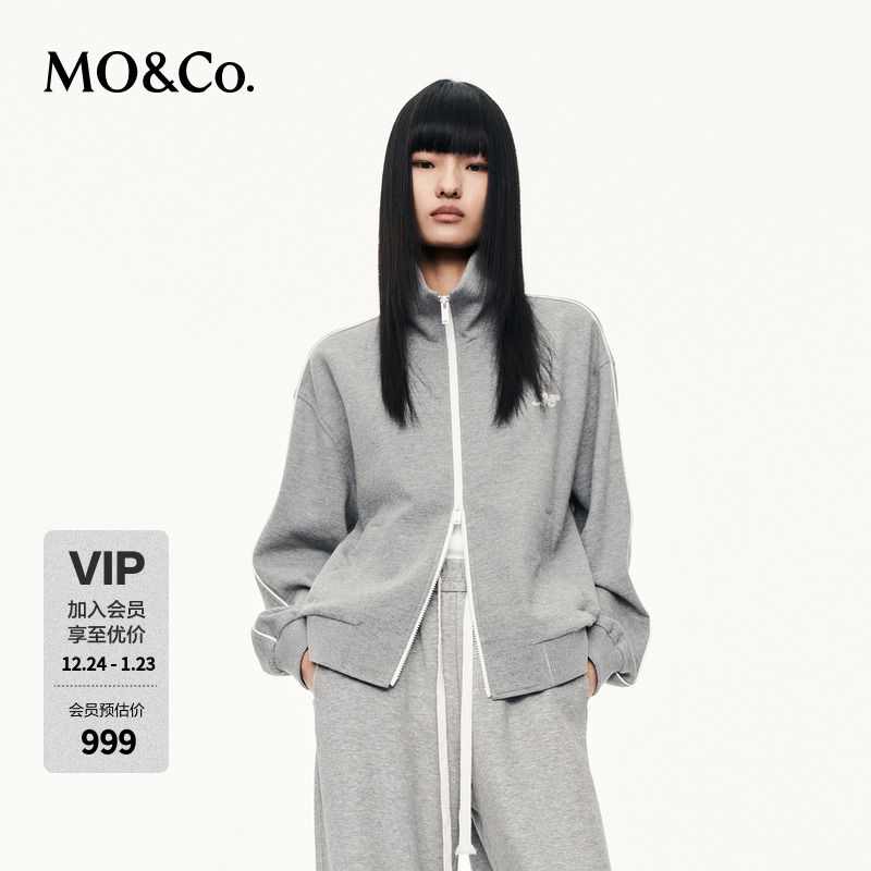 MOCO夹克2025秋新品含绵羊毛运动风立领短款双开头拉链MBE3JKTT15
