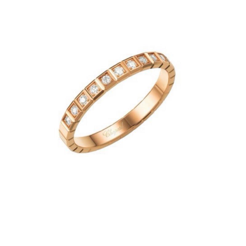 99新 Chopard/萧邦  萧邦 ice cube 18k金  半满钻  窄版   戒指