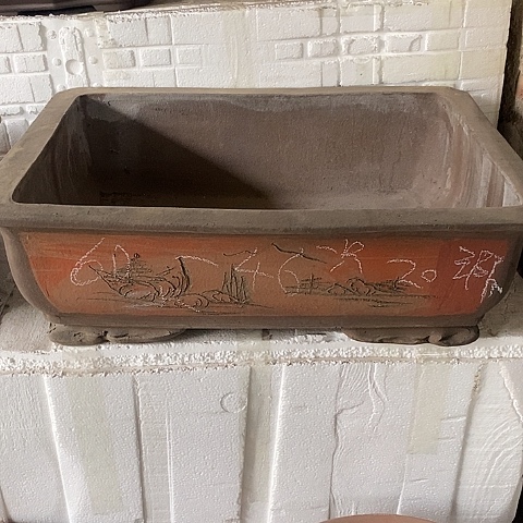 紫砂中国宜兴紫砂花盆，