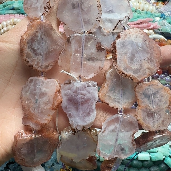 玛瑙/玉髓未镶嵌珠宝半成品一条31mm紫幽灵原石