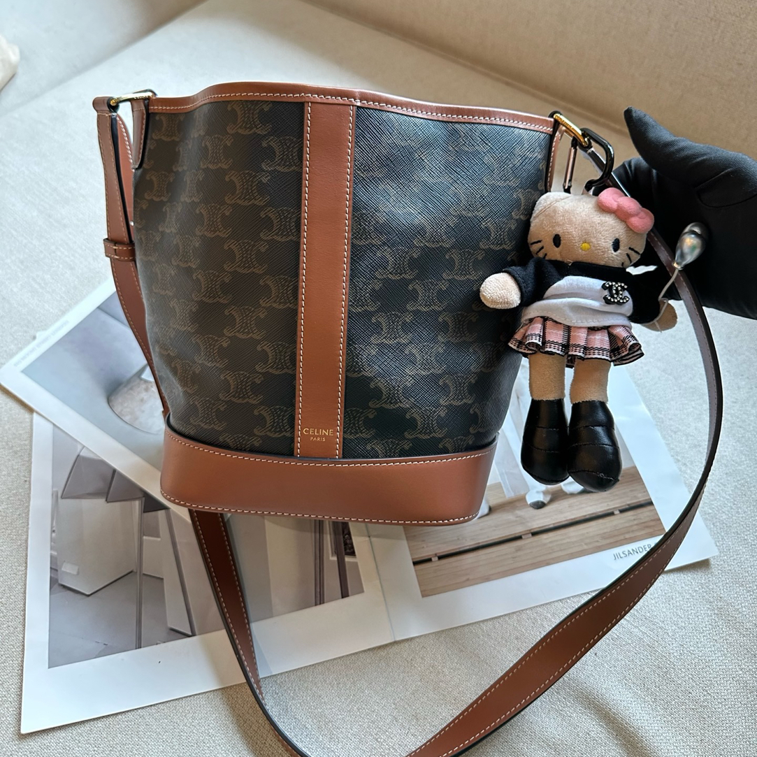 95新 Celine/思琳 95新-凯旋门老花小号水桶包