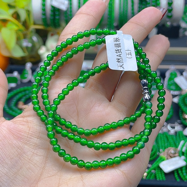 翡翠颈饰未镶嵌圆珠项链4
