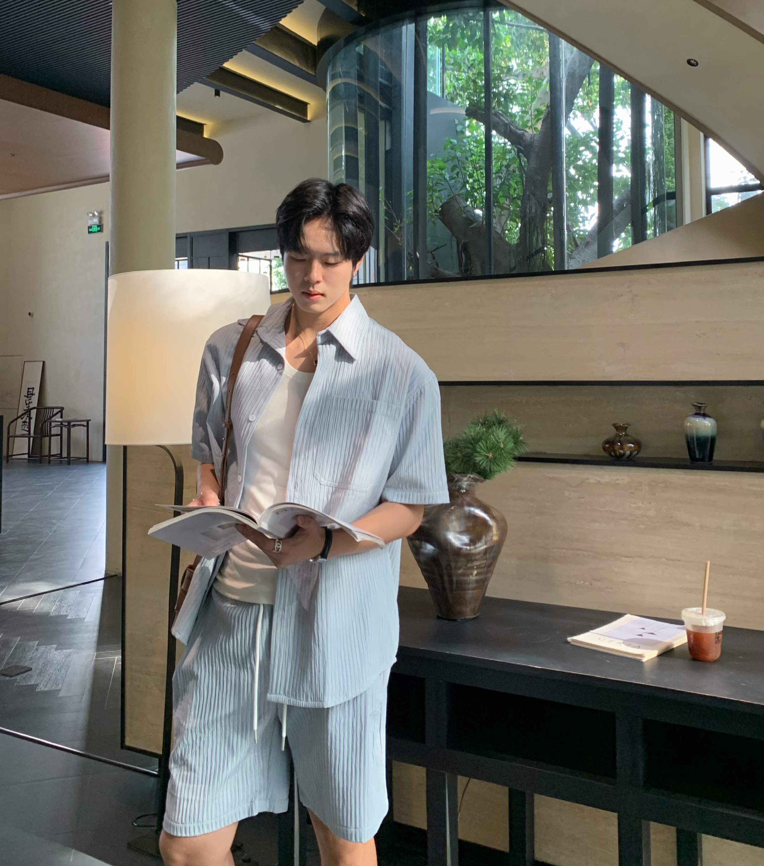 F.S 25ss【衬衫套装】休闲看展短袖夏季衬衫套装OY2326