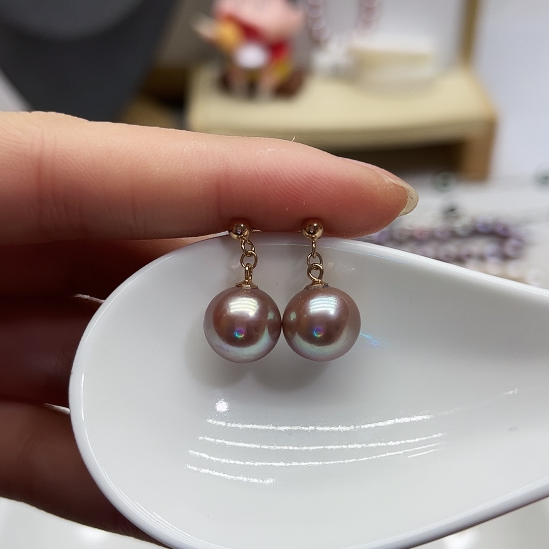 淡水珍珠银S925镶嵌耳饰