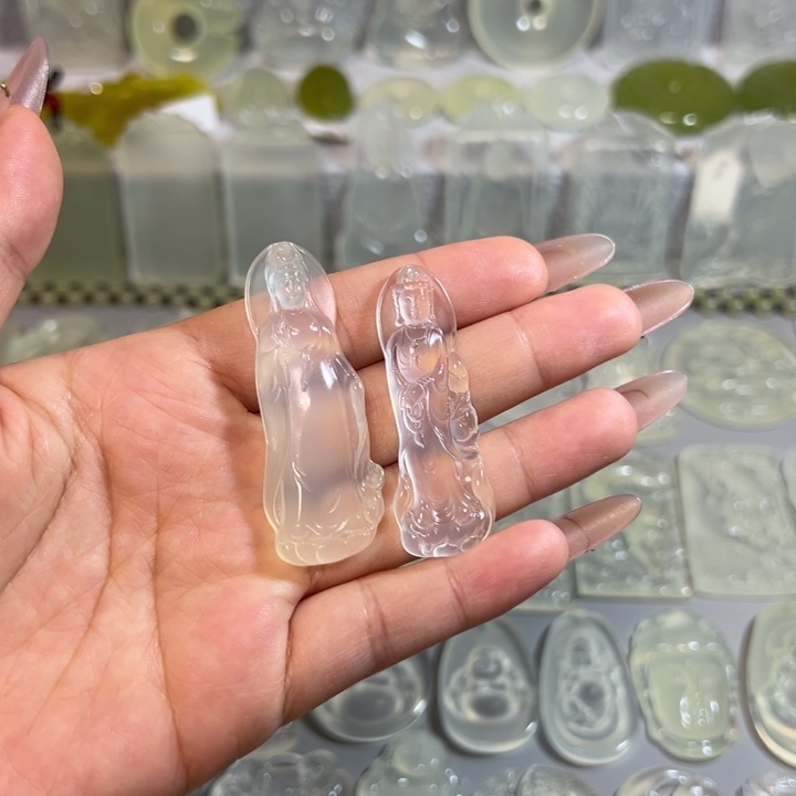 岫玉未镶嵌岫玉白冰挂件站观音任选其一