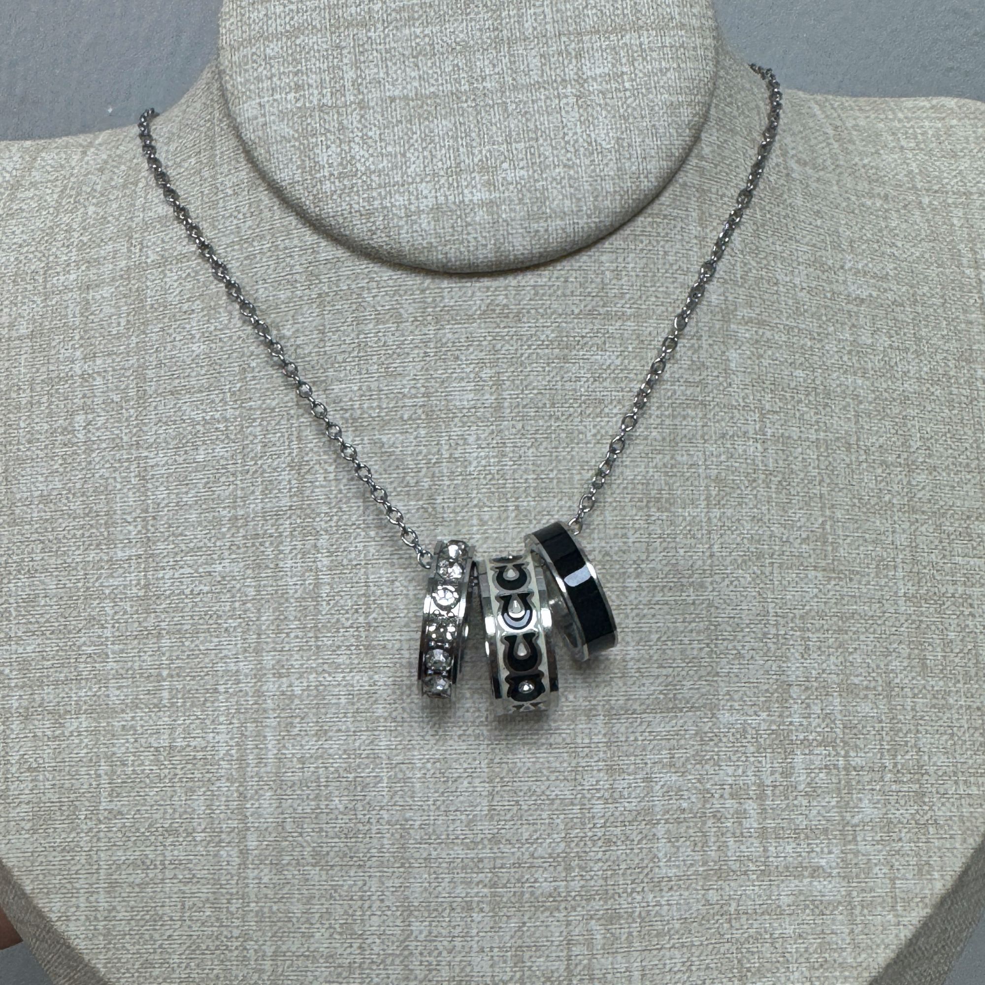 钛钢项链 带细节三环项链394