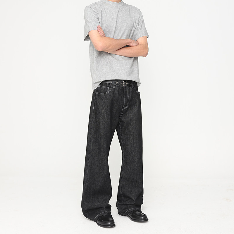 原色经典黑牛美式休闲直筒微喇微弹百搭休闲牛仔裤 611-DW865