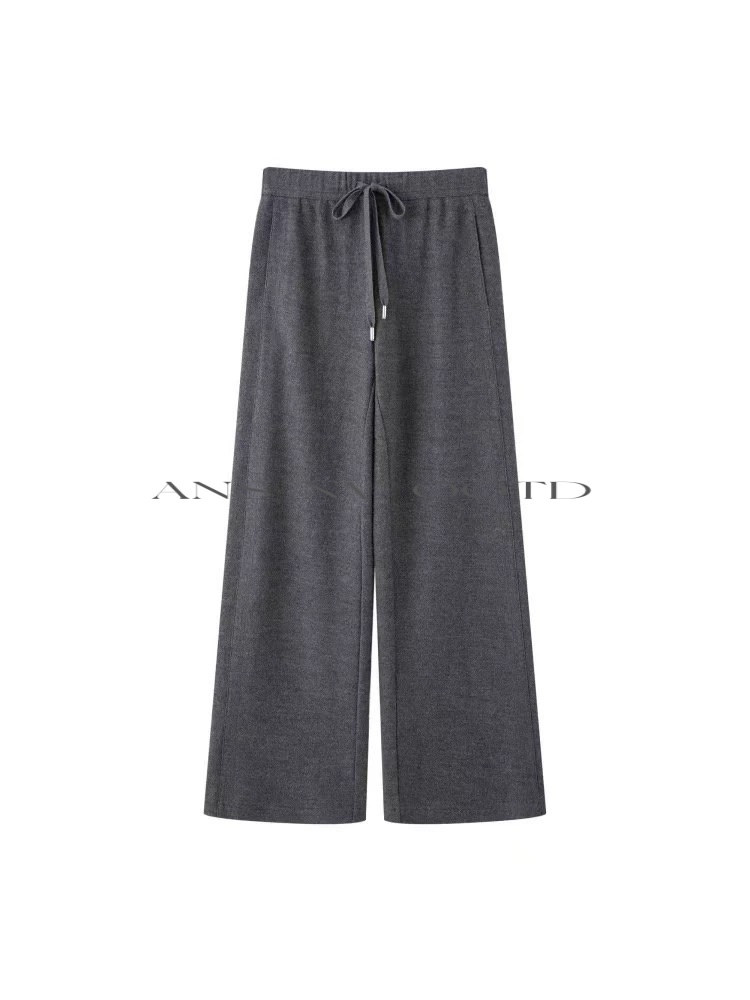 【艾家商场服饰】女装2025冬季新款高腰宽松黑色卫裤4111